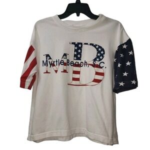 New Wave by Toledo Myrtle Beach Graphic Tee Patriotic USA Made S/M‎